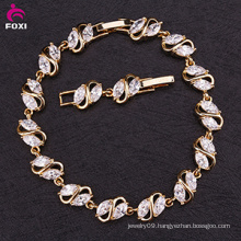 Fashion New Designs Gold Plated CZ Bangle Wedding Bridal Zirconia Bracelets